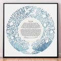 Botanical Watercolor Custom Ketubah Blue
