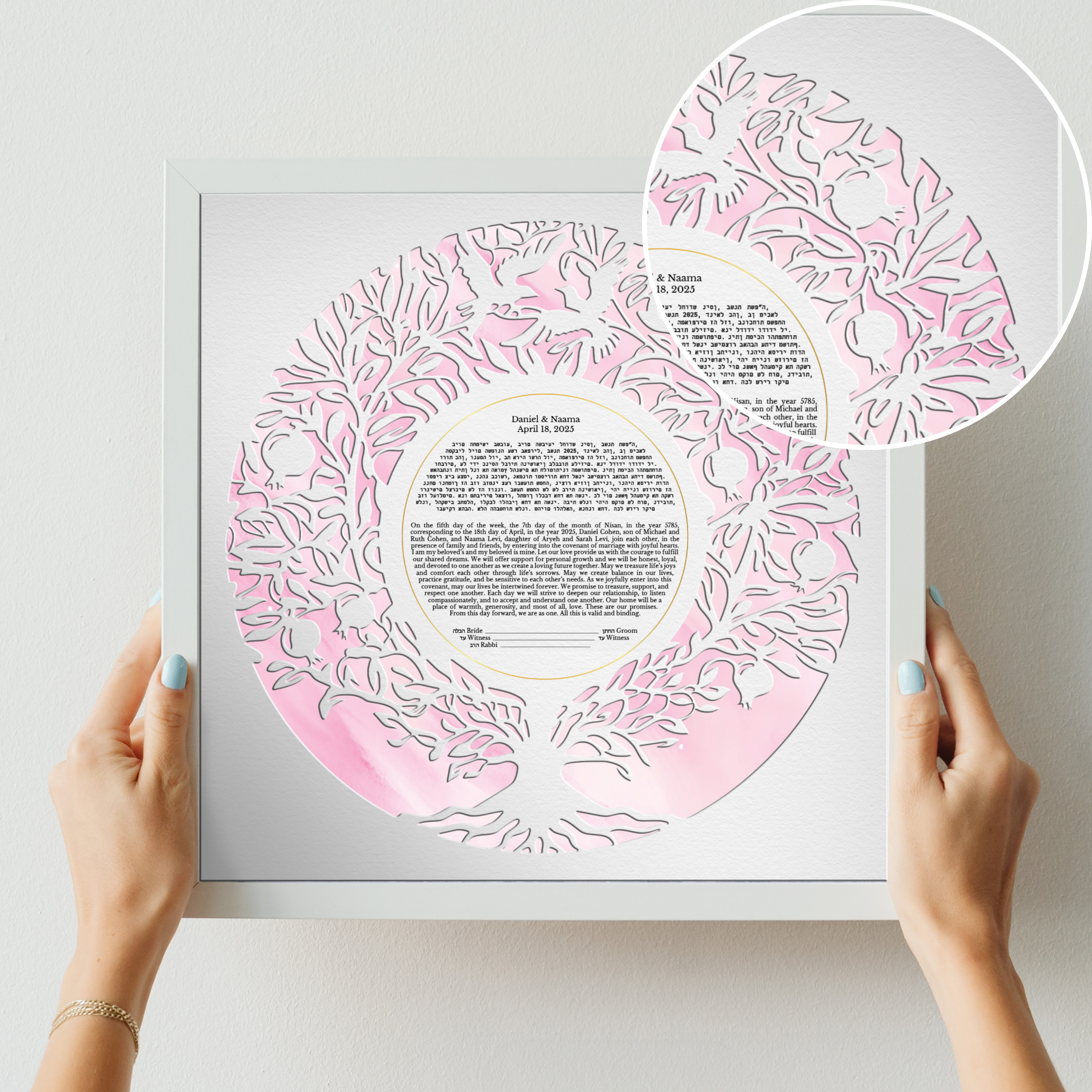 Botanical Watercolor Custom Ketubah Pink