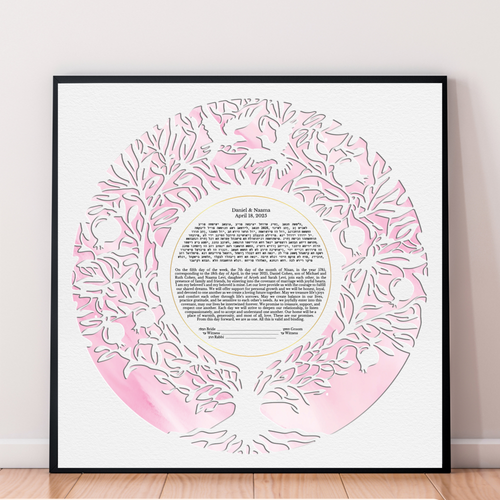 Botanical Watercolor Custom Ketubah Pink