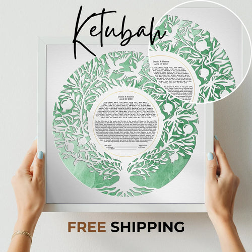 Botanical Watercolor Custom Ketubah Green